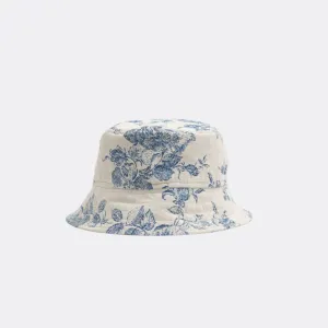 Bucket Hat Floral Jacquard (Ecru   Blue)
