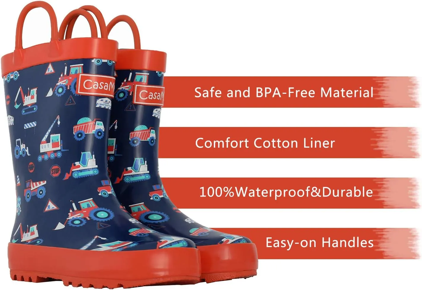 CasaMiel Toddler Rain Boots for Kids Unisex Kids Rain Boots for Boys and Girls, Handmade Natural Rubber Rain Boots for Children Botas Para Nios