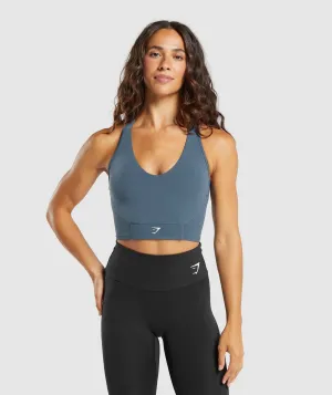 Gymshark Crop Mesh Tank - Cargo Blue