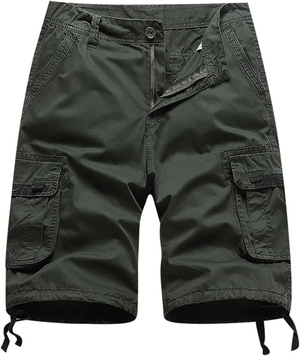 Men Cargo Shorts Elastic Waist Big and Tall Classic Fit Twill Chinos Overalls Multi-Pockets Casual Outdoor Work Shorts