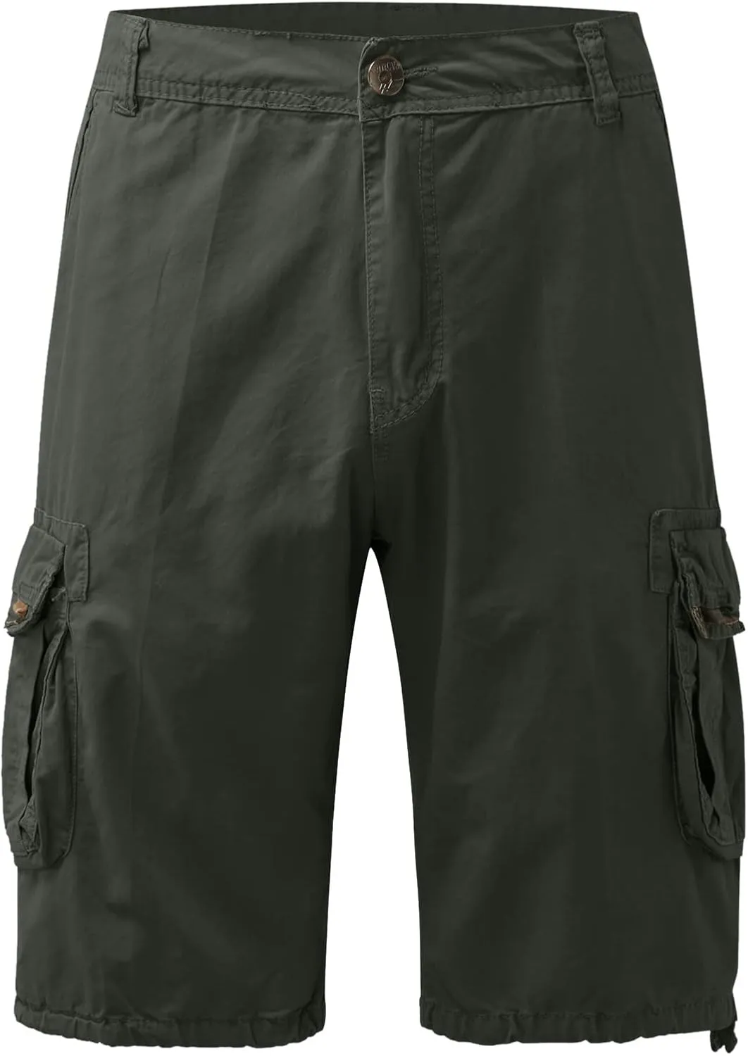 Men Cargo Shorts Elastic Waist Big and Tall Classic Fit Twill Chinos Overalls Multi-Pockets Casual Outdoor Work Shorts