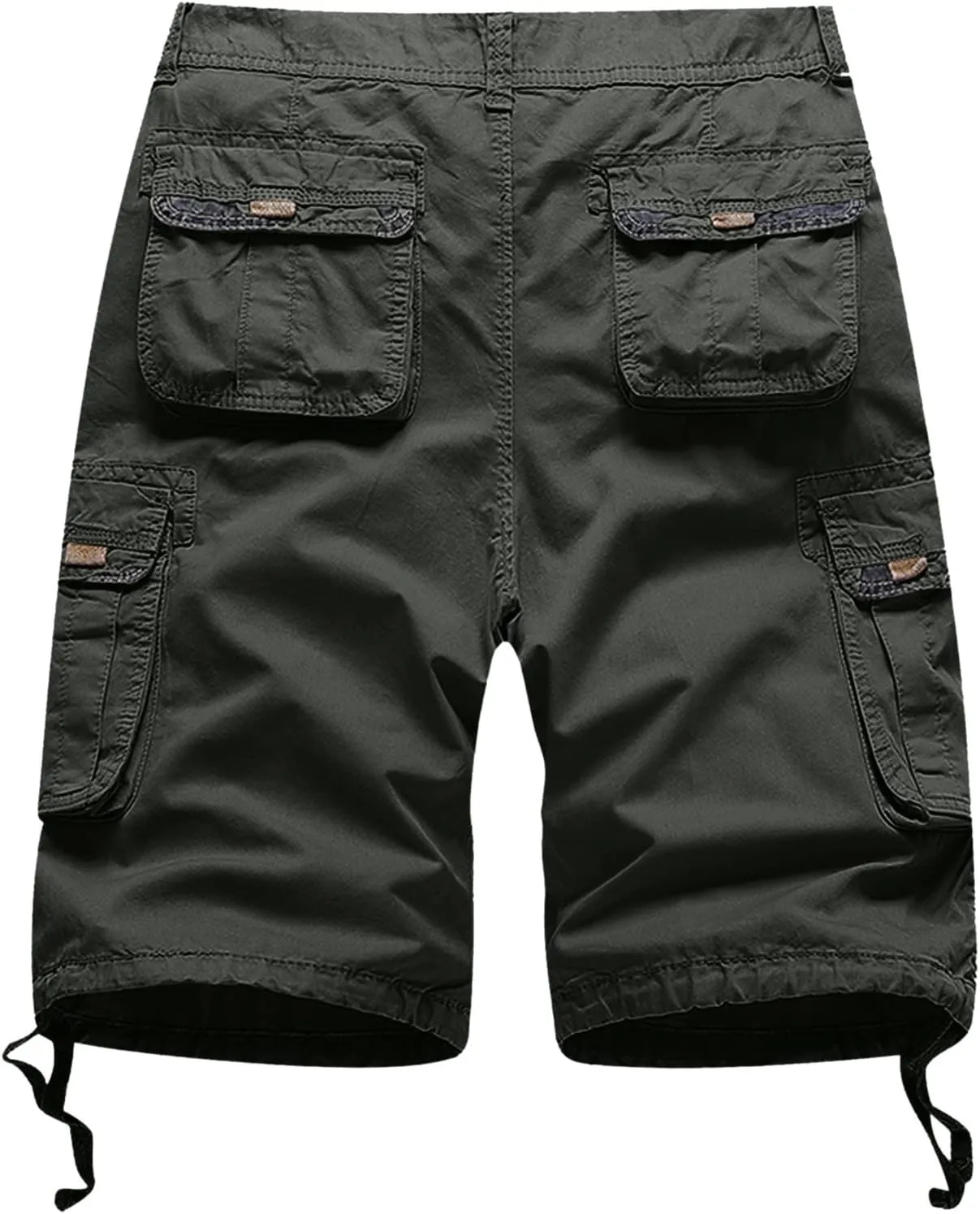 Men Cargo Shorts Elastic Waist Big and Tall Classic Fit Twill Chinos Overalls Multi-Pockets Casual Outdoor Work Shorts