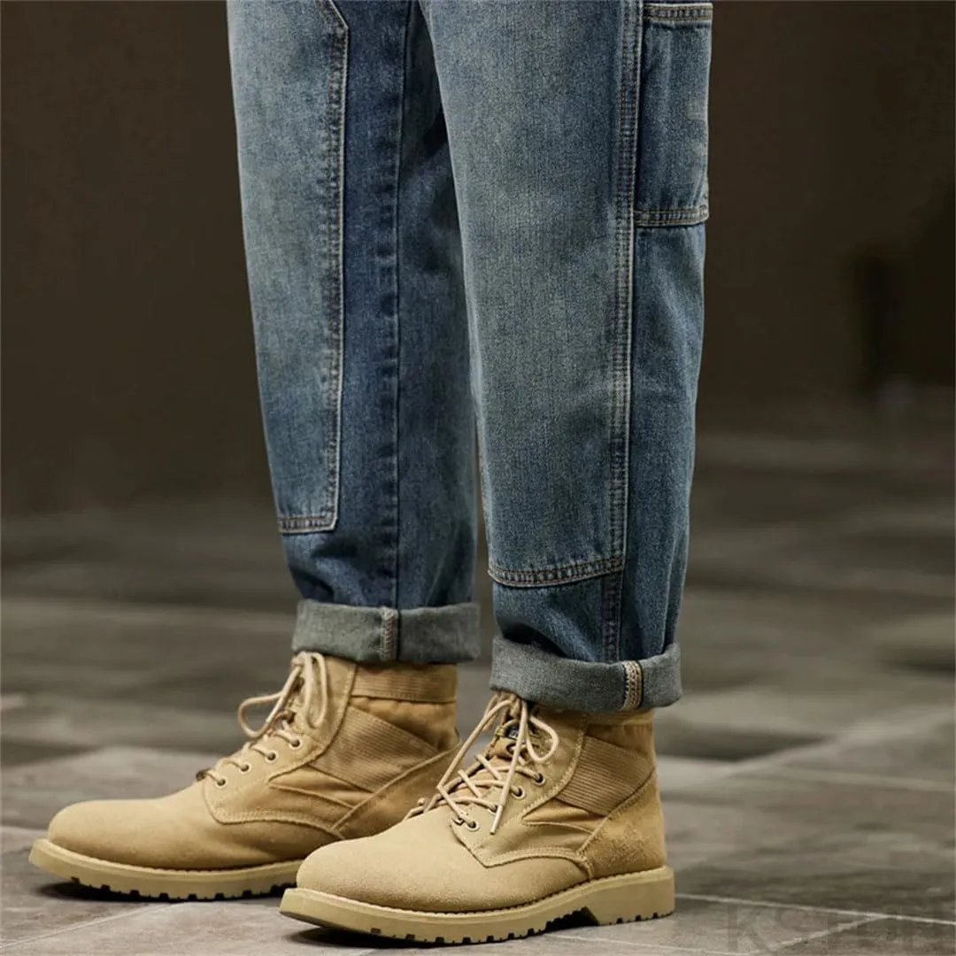 Men Harem Loose Baggy Pants Blue Patched Pockets Trousers Oversized Tapered Cargo Jeans