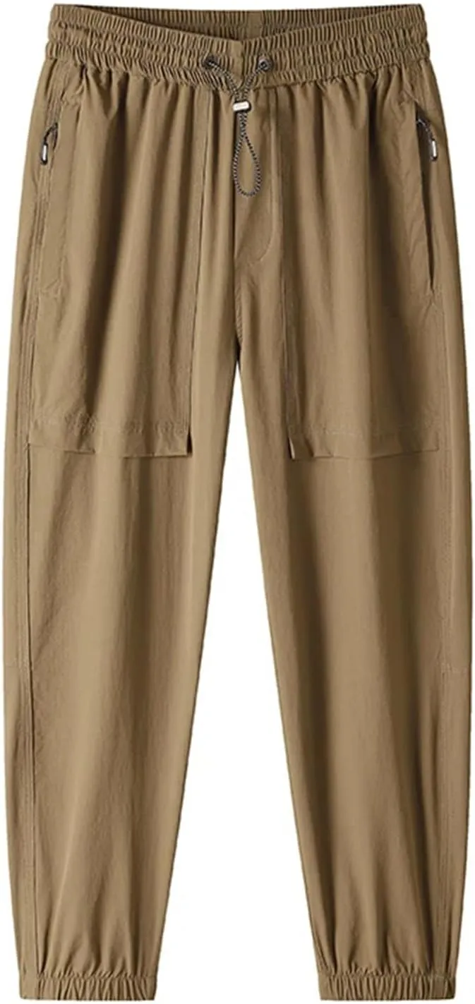 Men's Bloomers Trousers Sweatpants Solid Elastic High Waisted Drawstring Pockets Casual Harem Pants