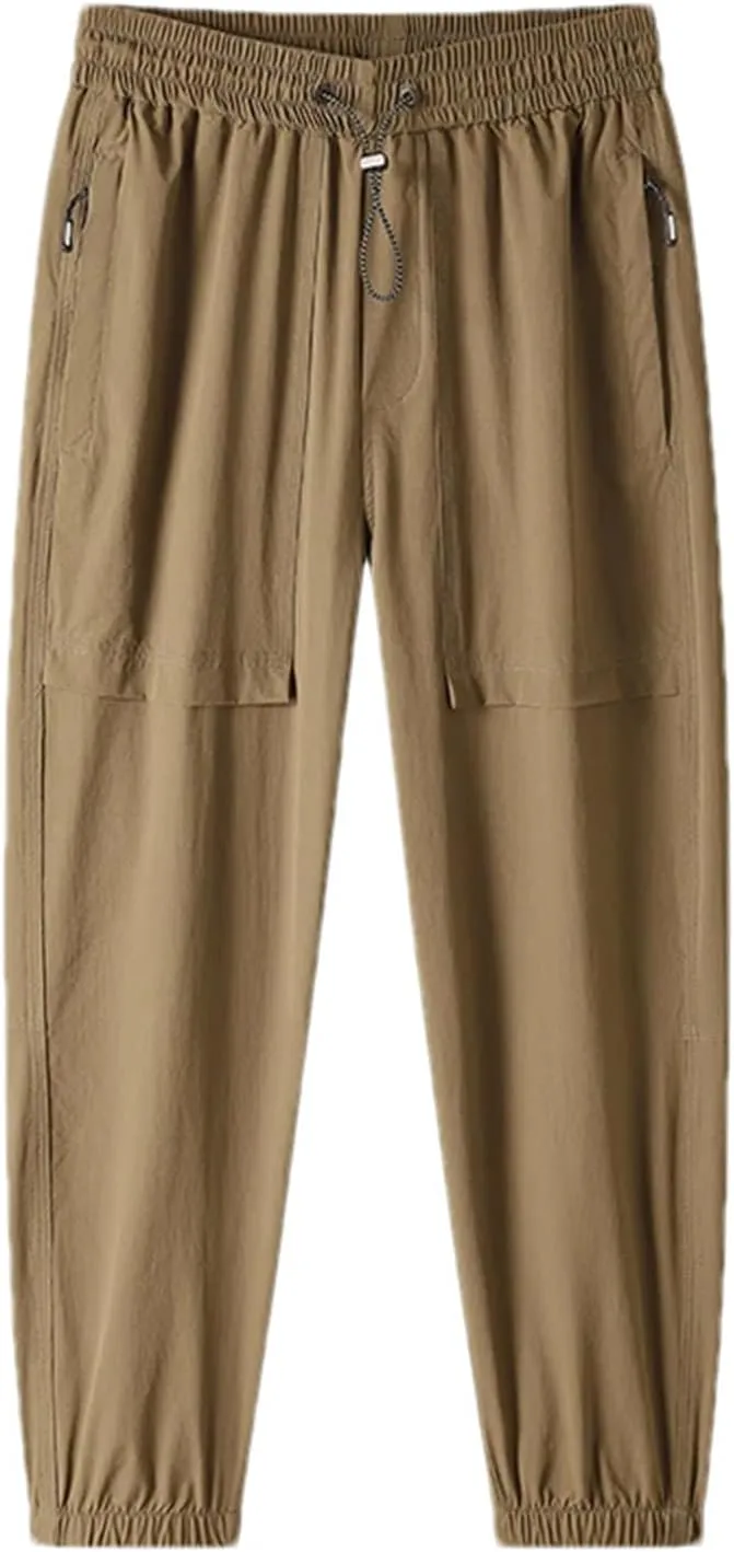 Men's Bloomers Trousers Sweatpants Solid Elastic High Waisted Drawstring Pockets Casual Harem Pants