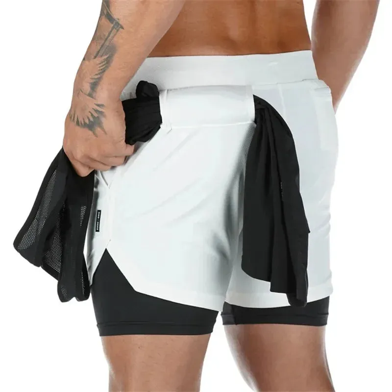 Men's Spider Print 2-in-1 Sports Compression Shorts