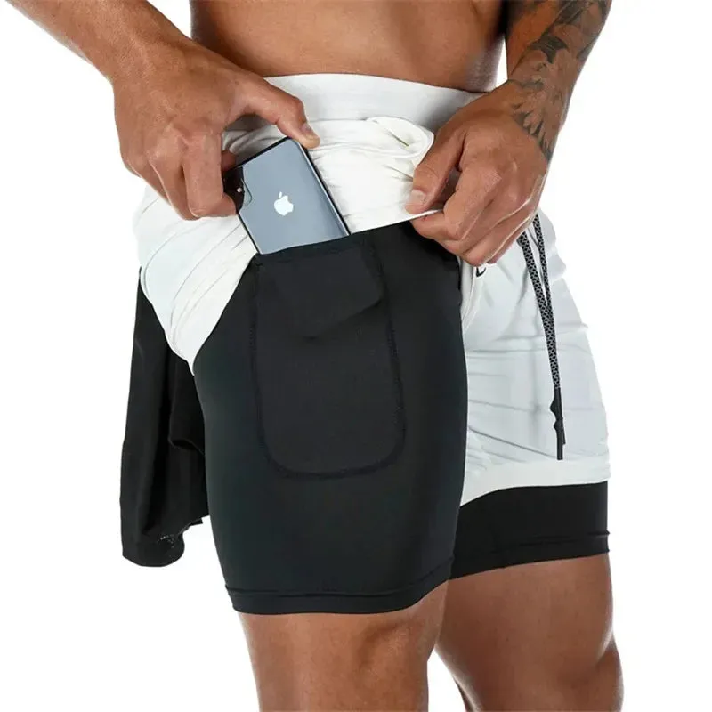 Men's Spider Print 2-in-1 Sports Compression Shorts