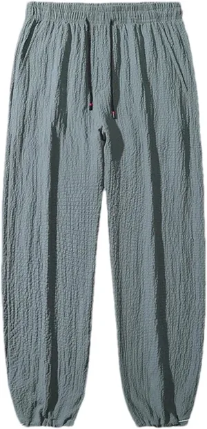 Men's Summer Harem Pants Casual Loose Drawstring Elastic Waist Casual Trousers with Pockets