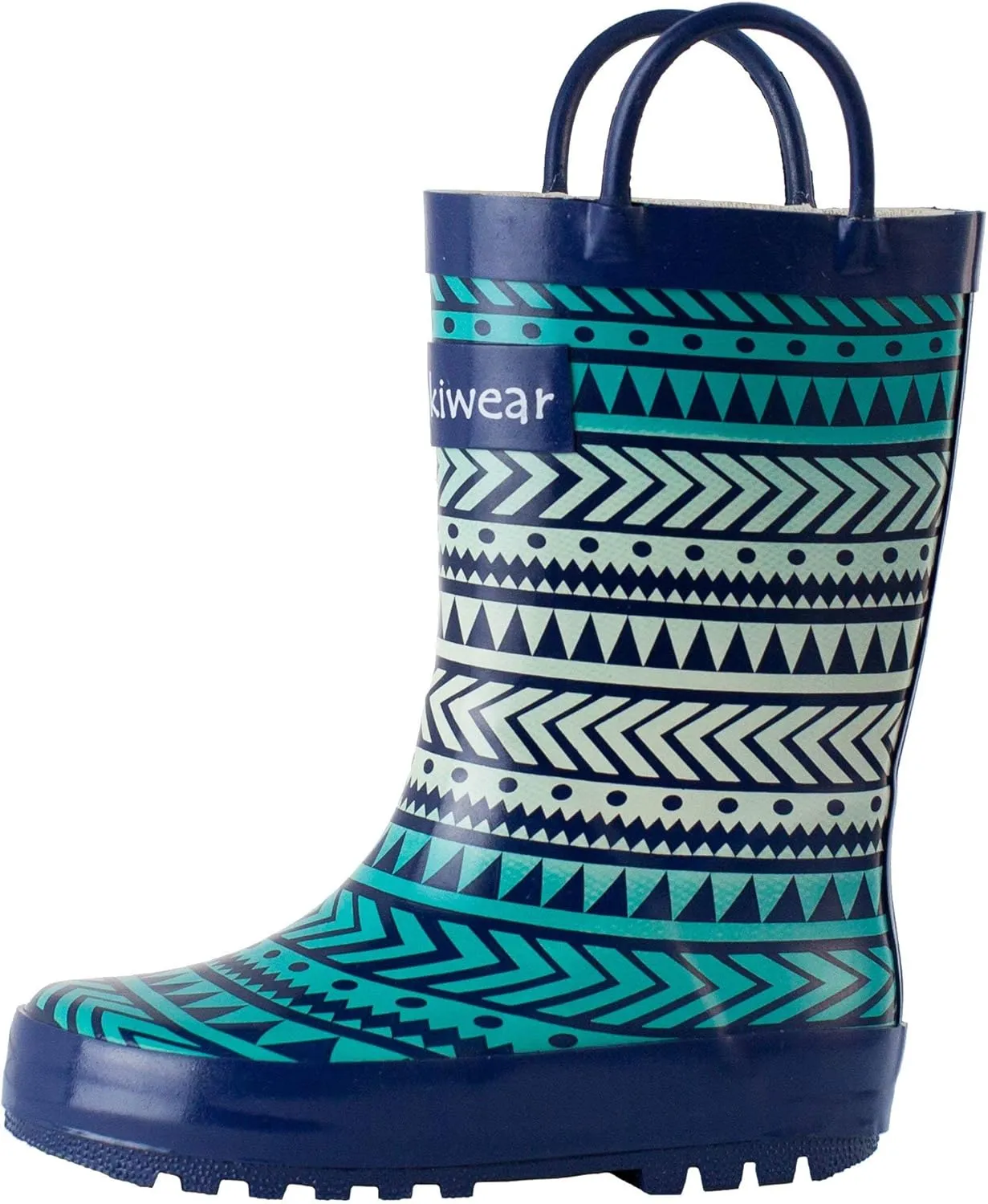 oaki Toddler Rain Boots - Perfect Kids Rain Boots for Any Weather - Durable Rubber Baby Rain Boots Keep Little Feet Dry, Lightweight Waterproof with Easy-on Handle, Tribal, 6T Toddler