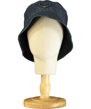 Prada Blue Denim Logo Patch Bucket Hat