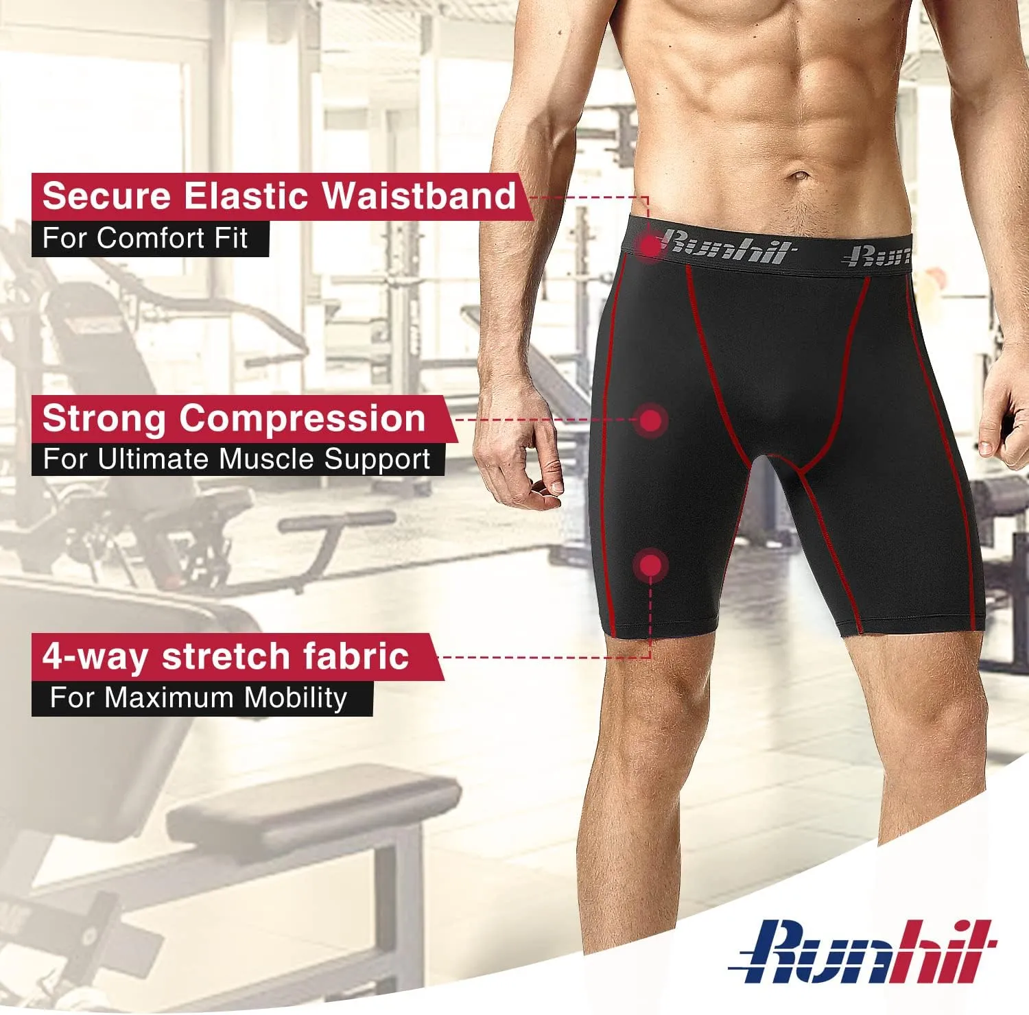 Runhit Compression Shorts Men Underwear Spandex Running Shorts Workout Athletic
