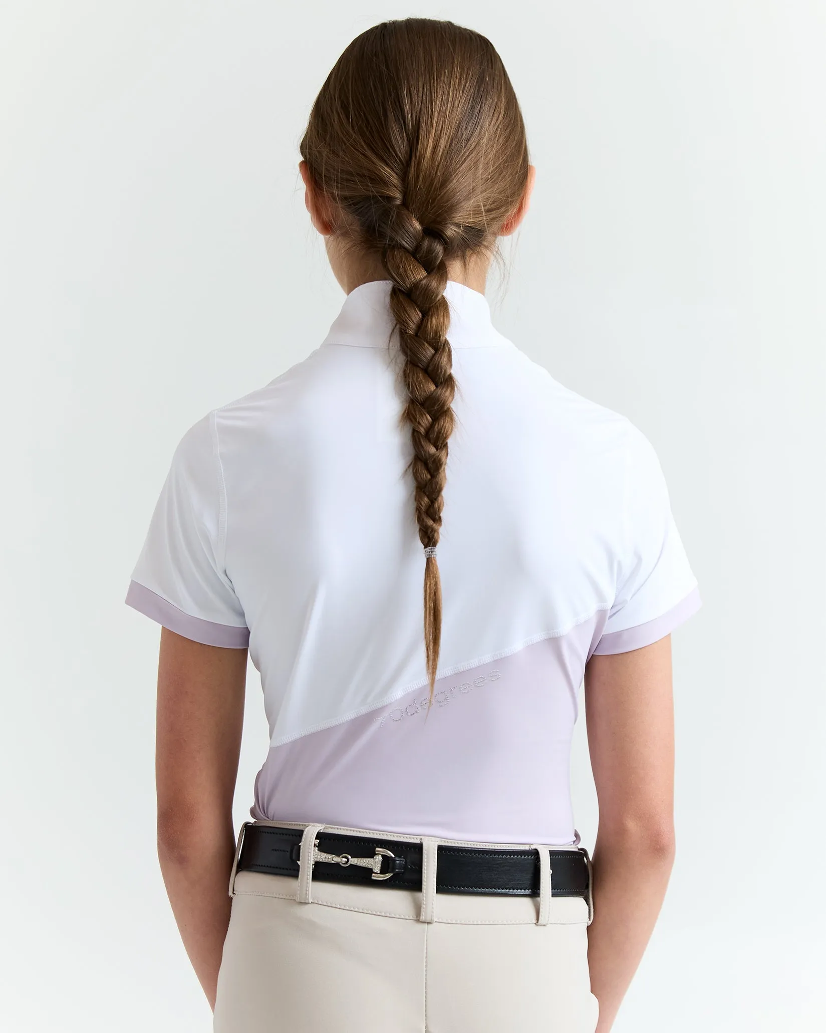 Short Sleeve Asymm Show Shirt - Pale Lilac/ White