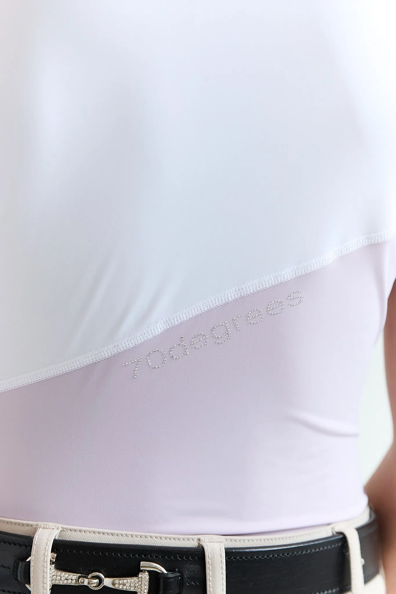 Short Sleeve Asymm Show Shirt - Pale Lilac/ White