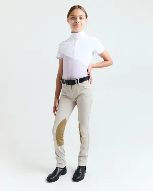 Short Sleeve Asymm Show Shirt - Pale Lilac/ White