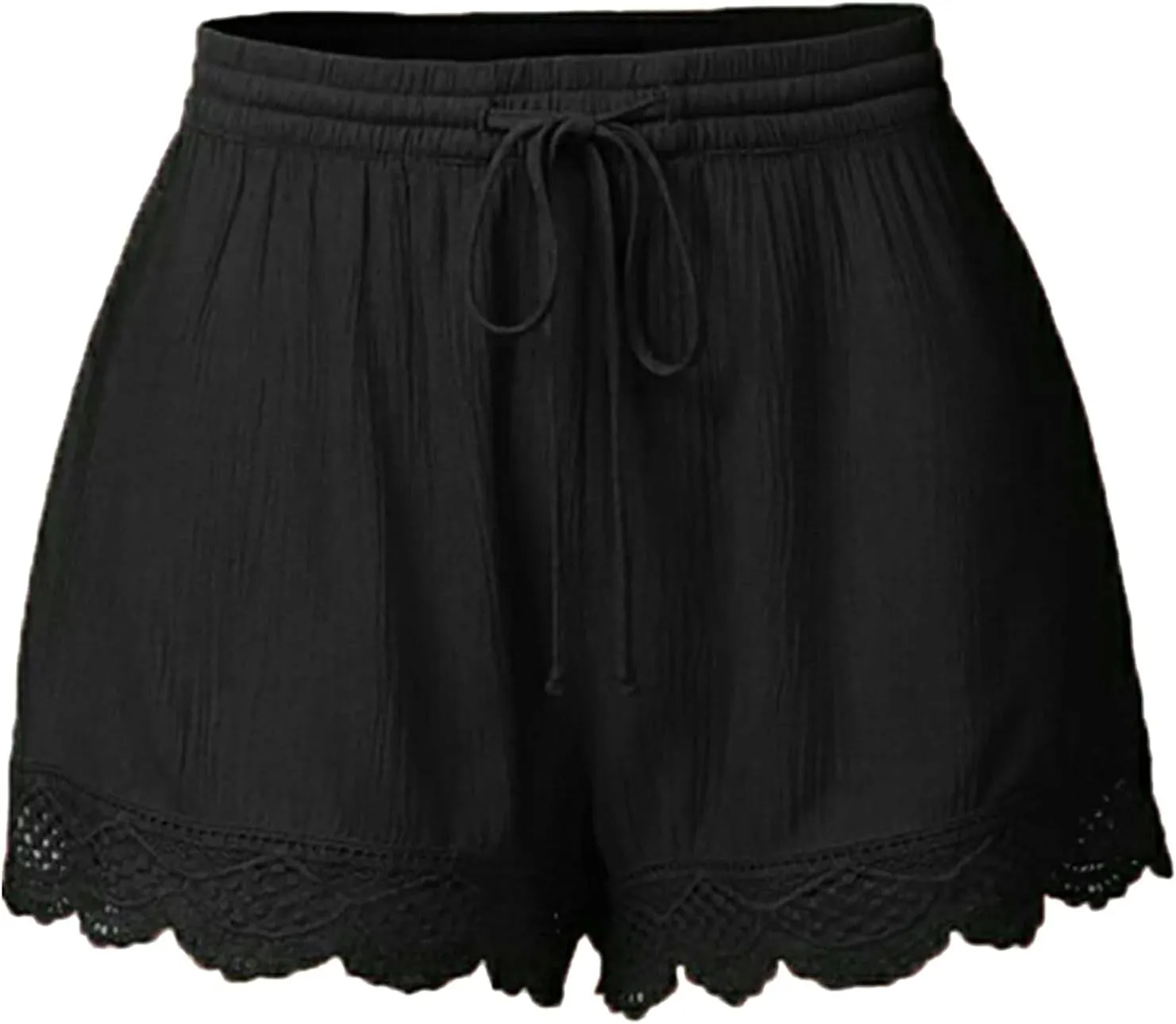 Summer Shorts for Women 2024 Elastic High Waist Shorts Lace Trim Casual Quick Dry Athletic Shorts Homewear Short Pants