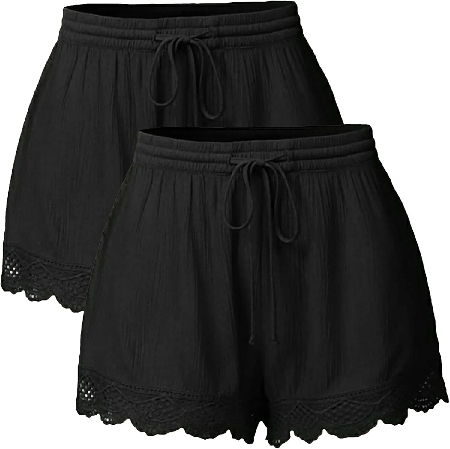 Summer Shorts for Women 2024 Elastic High Waist Shorts Lace Trim Casual Quick Dry Athletic Shorts Homewear Short Pants