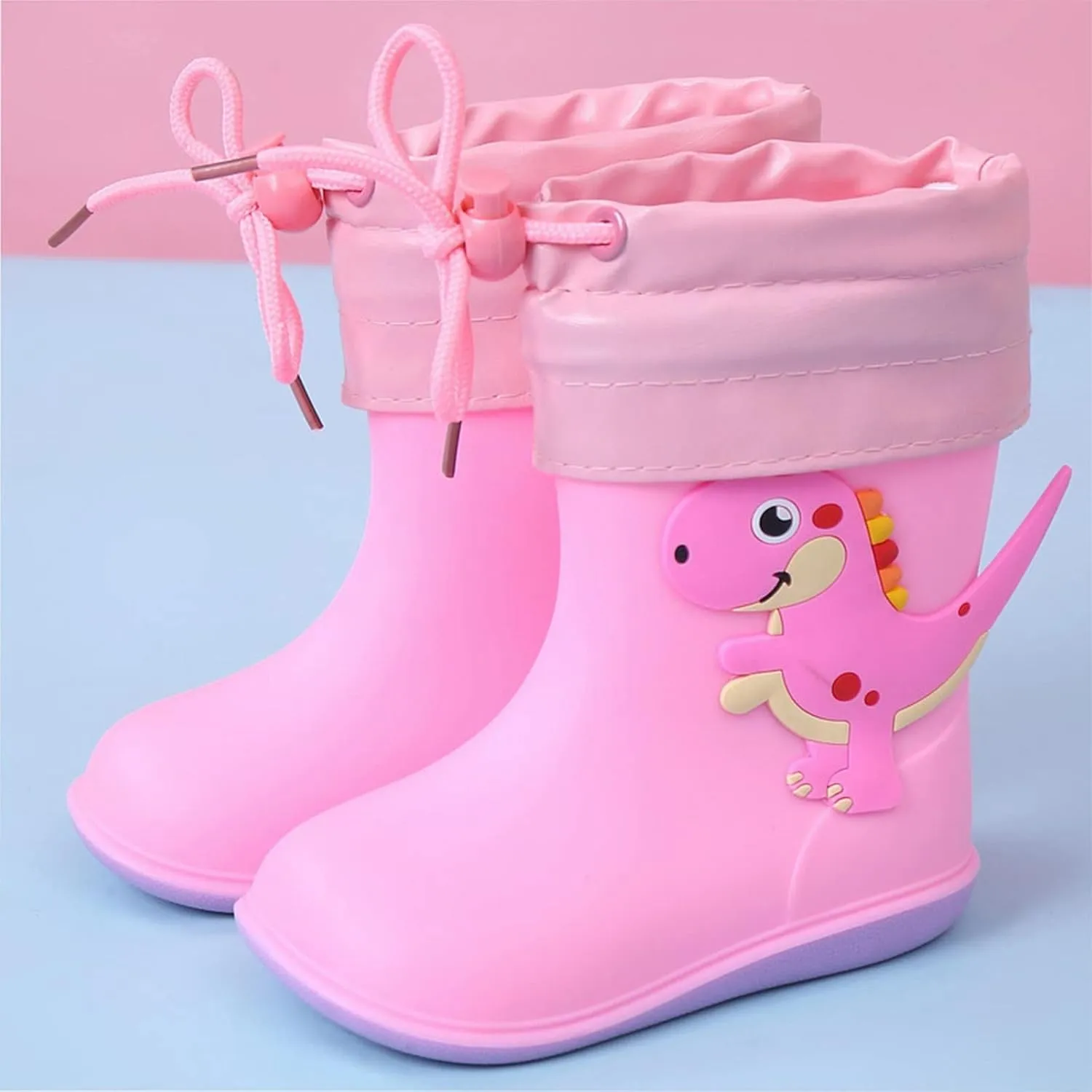 Toddler Rain Boots Waterproof Rubber Boots Kids Dinosaur Rain Boots for Girls Boys,Unisex-Child Outdoor Rain Boots