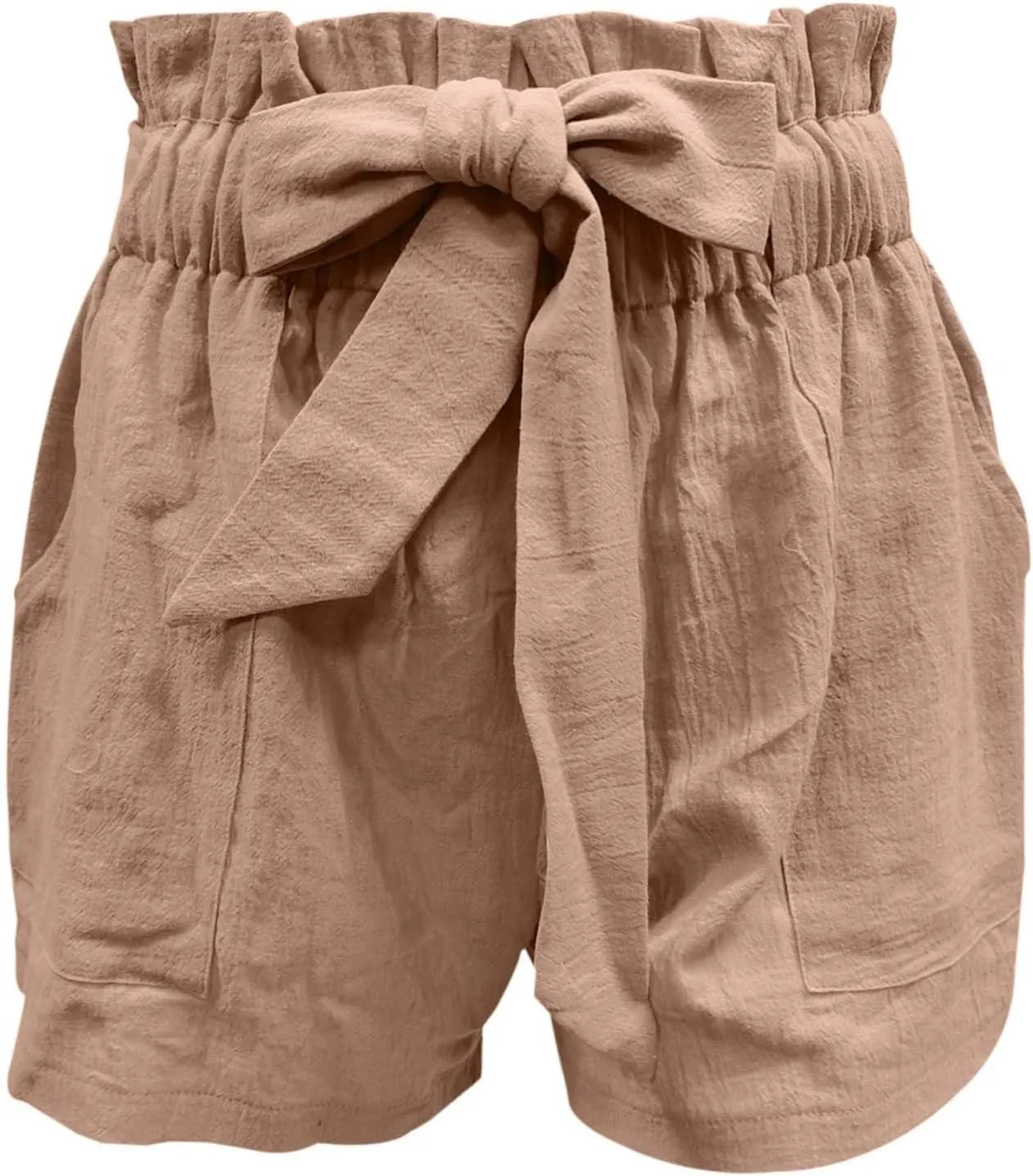 Women's Summer Shorts with Pockets Ruffle Hem and Bow Tie Waistband Casual High Waisted Under Skirt Shorts for