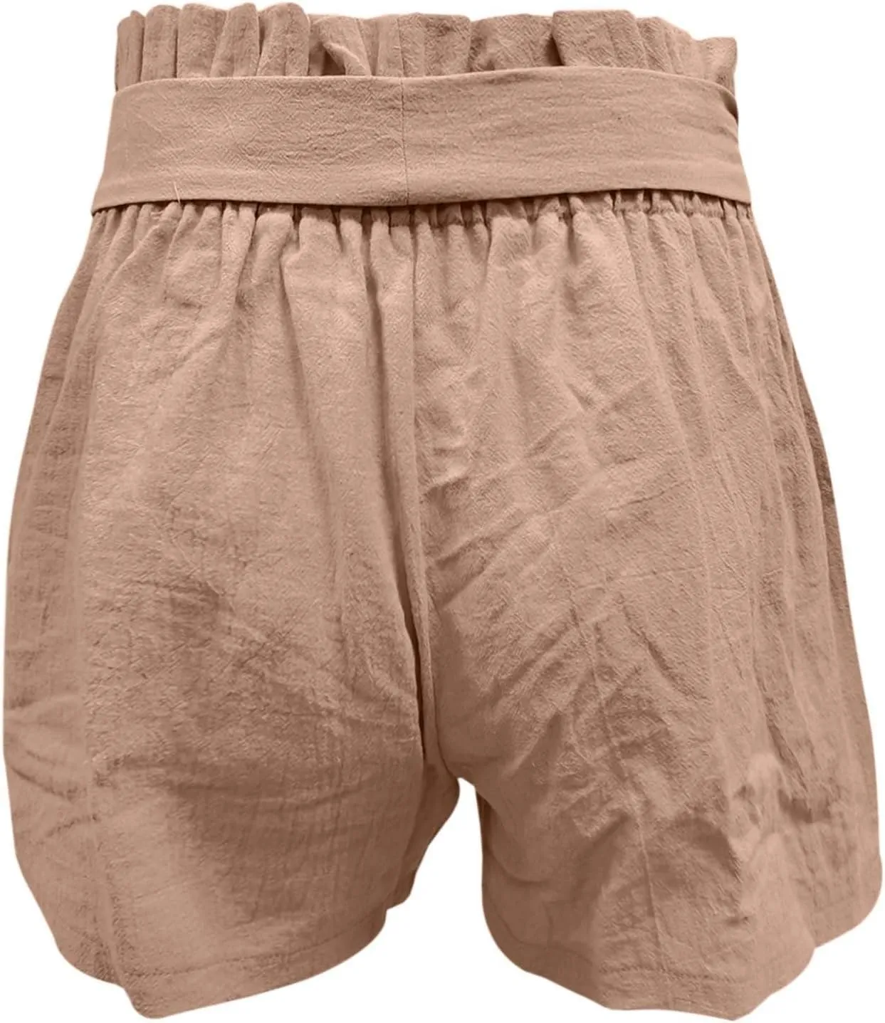 Women's Summer Shorts with Pockets Ruffle Hem and Bow Tie Waistband Casual High Waisted Under Skirt Shorts for