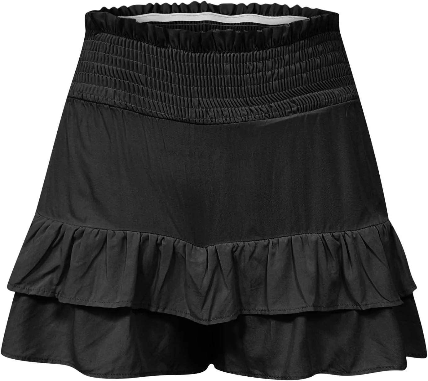 yardsong Shorts for Women 2024 Trendy Smocked High Waisted Ruffle Flowy Shorts Pleated Casual Loose Fit Boho Beach Shorts