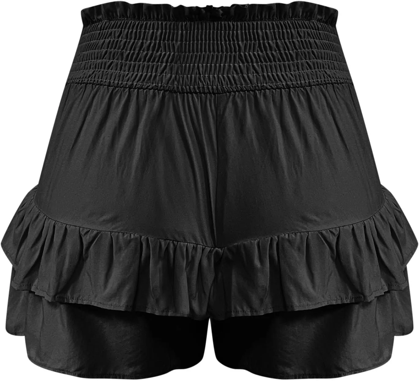 yardsong Shorts for Women 2024 Trendy Smocked High Waisted Ruffle Flowy Shorts Pleated Casual Loose Fit Boho Beach Shorts
